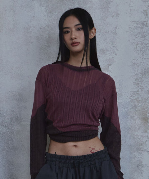 Waved Panel Long Sleeve T-Shirt — gallery 684