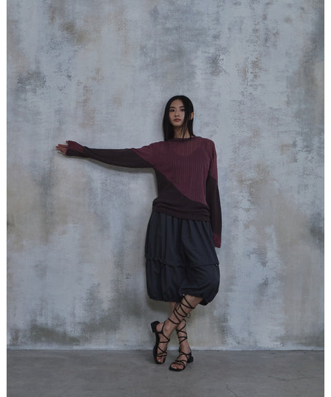 Waved Panel Long Sleeve T-Shirt — detail 696