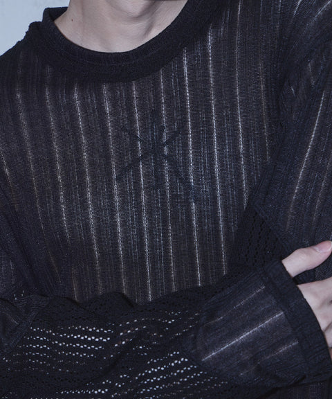 Waved Panel Long Sleeve T-Shirt — gallery 716