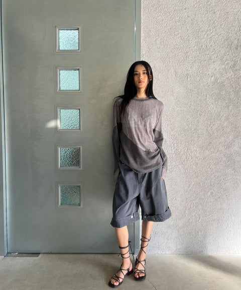 Waved Panel Long Sleeve T-Shirt — gallery 726