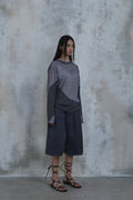Waved Panel Long Sleeve T-Shirt — gallery 728