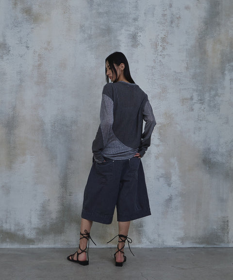 Waved Panel Long Sleeve T-Shirt — gallery 730