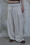 Linen Stripe Edge Pleat Trousers — gallery 782