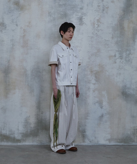 Linen Stripe Edge Pleat Trousers — gallery 785