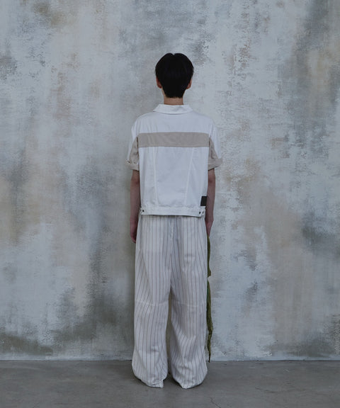 Linen Stripe Edge Pleat Trousers — gallery 786