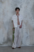 Linen Stripe Edge Pleat Trousers — gallery 787