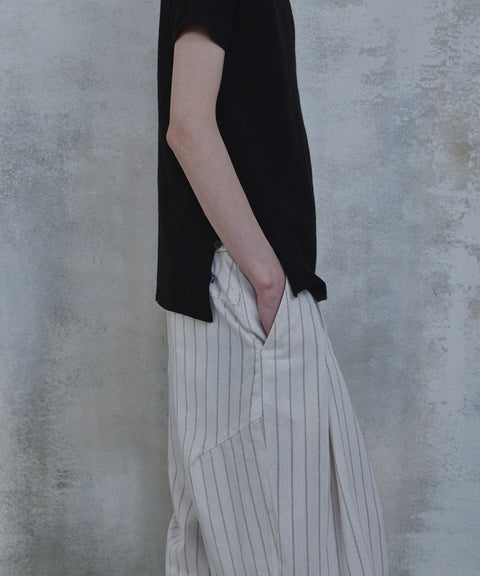 Linen Stripe Edge Pleat Trousers — gallery 788