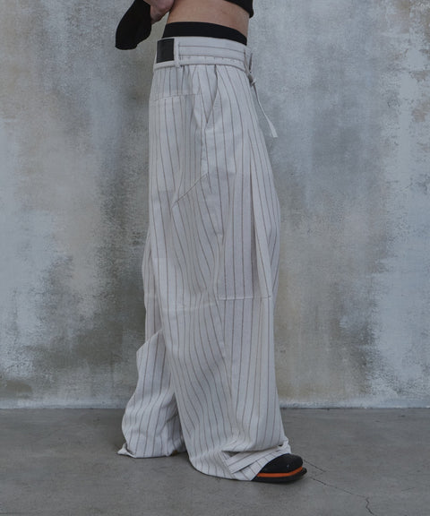 Linen Stripe Edge Pleat Trousers — gallery 791