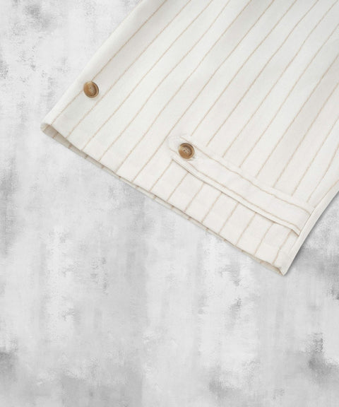 Linen Stripe Edge Pleat Trousers — gallery 796