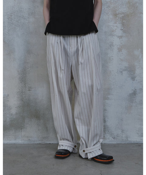Linen Stripe Edge Pleat Trousers — detail 798