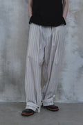 Linen Stripe Edge Pleat Trousers — detail 799