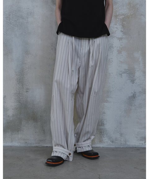 Linen Stripe Edge Pleat Trousers — detail 799