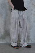 Linen Stripe Edge Pleat Trousers — detail 800
