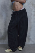 Linen Stripe Edge Pleat Trousers — gallery 829