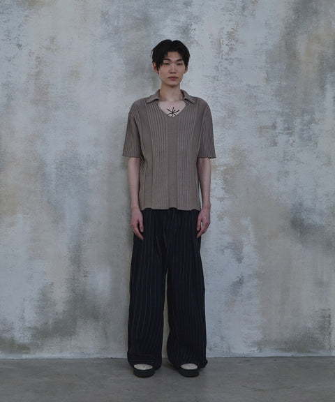 Linen Stripe Edge Pleat Trousers — gallery 831