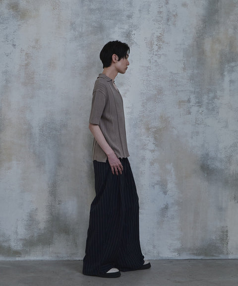 Linen Stripe Edge Pleat Trousers — gallery 834