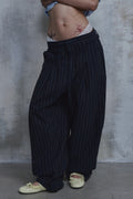 Linen Stripe Edge Pleat Trousers — gallery 836