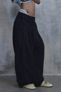 Linen Stripe Edge Pleat Trousers — gallery 837
