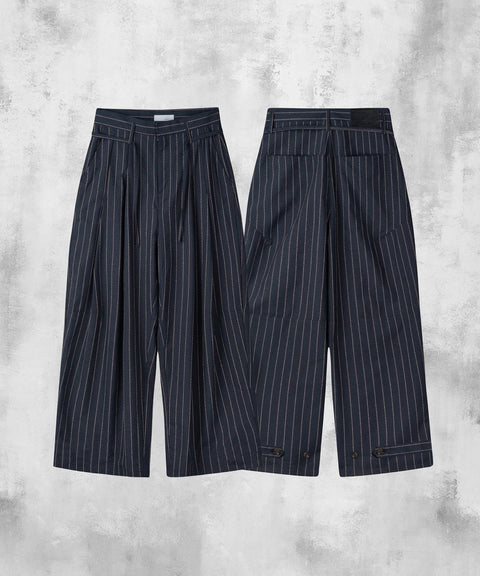 Linen Stripe Edge Pleat Trousers — gallery 846