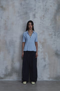 Linen Stripe Edge Pleat Trousers — detail 847