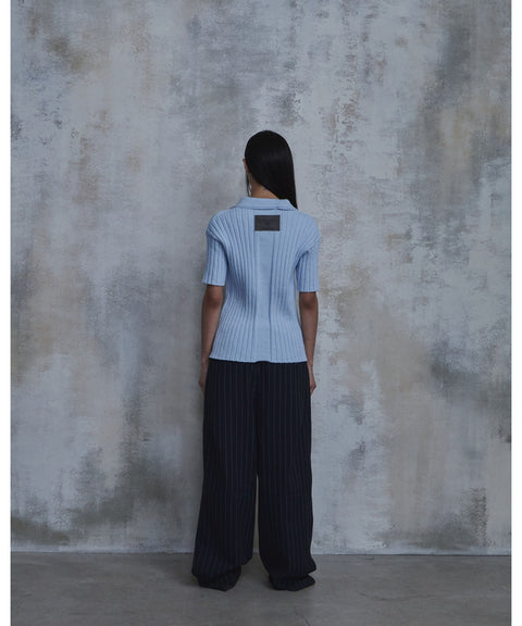 Linen Stripe Edge Pleat Trousers — detail 849