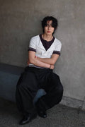 Slub Layered Henley Knit Top — gallery 1038