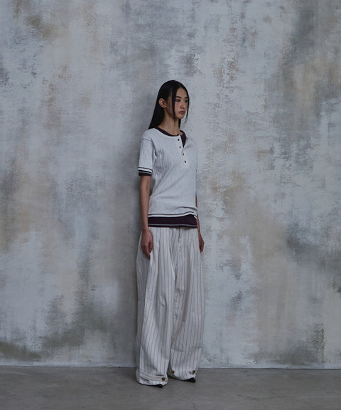 Slub Layered Henley Knit Top — gallery 1041