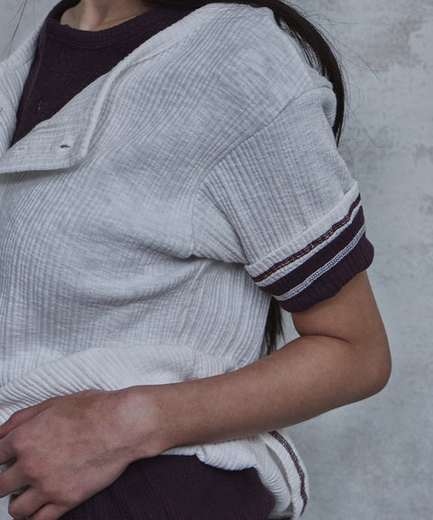 Slub Layered Henley Knit Top — gallery 1044