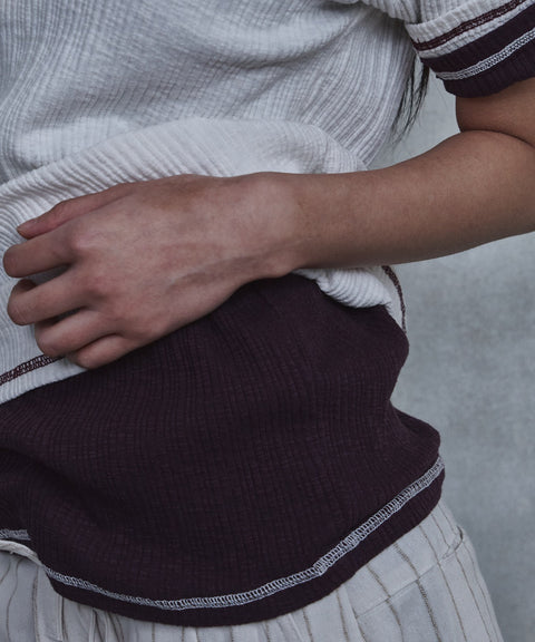 Slub Layered Henley Knit Top — gallery 1045
