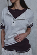 Slub Layered Henley Knit Top — gallery 1046