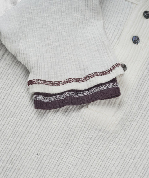 Slub Layered Henley Knit Top — gallery 1050