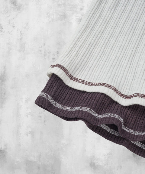 Slub Layered Henley Knit Top — gallery 1051
