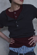 Slub Layered Henley Knit Top — gallery 1077