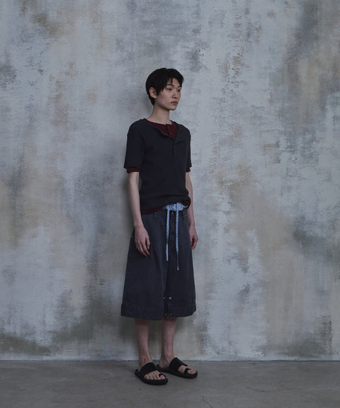 Slub Layered Henley Knit Top — gallery 1079