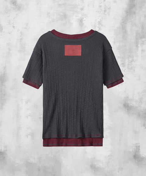 Slub Layered Henley Knit Top — gallery 1082