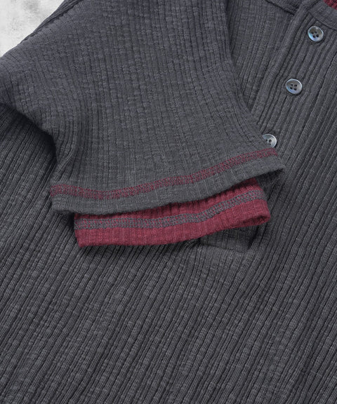 Slub Layered Henley Knit Top — gallery 1084