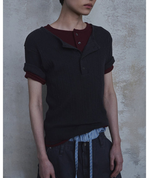 Slub Layered Henley Knit Top — detail 1089