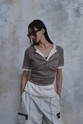 Slub Layered Henley Knit Top — gallery 1090