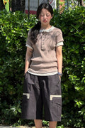 Slub Layered Henley Knit Top — gallery 1091