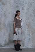 Slub Layered Henley Knit Top — gallery 1093
