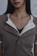 Slub Layered Henley Knit Top — gallery 1096