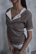 Slub Layered Henley Knit Top — gallery 1097