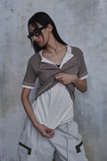 Slub Layered Henley Knit Top — gallery 1098