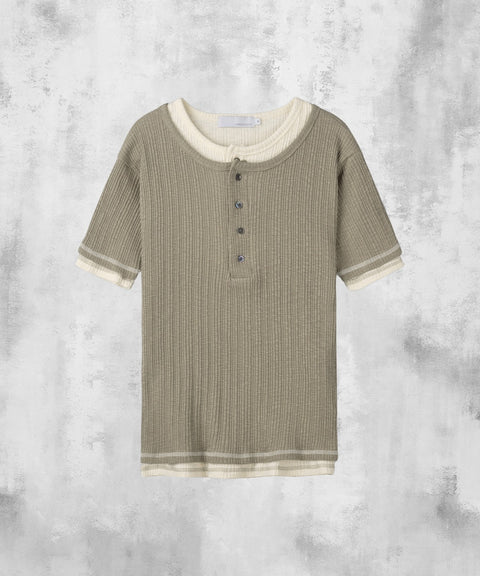 Slub Layered Henley Knit Top — gallery 1099