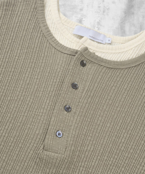 Slub Layered Henley Knit Top — gallery 1101