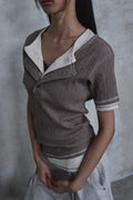 Slub Layered Henley Knit Top — detail 1105