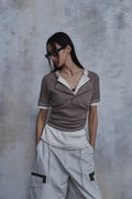 Slub Layered Henley Knit Top — detail 1107