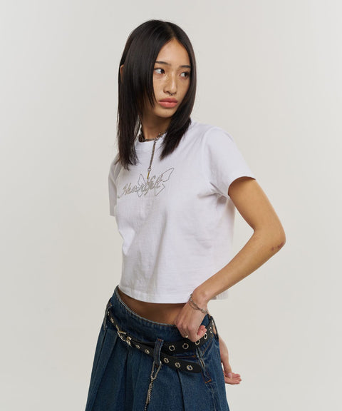 Cubic Heartfelt Cropped Short Sleeve T-Shirt