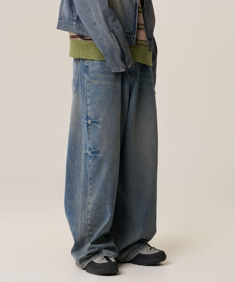 Wide Straight Washed Denim Pants