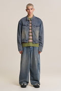Wide Straight Washed Denim Pants